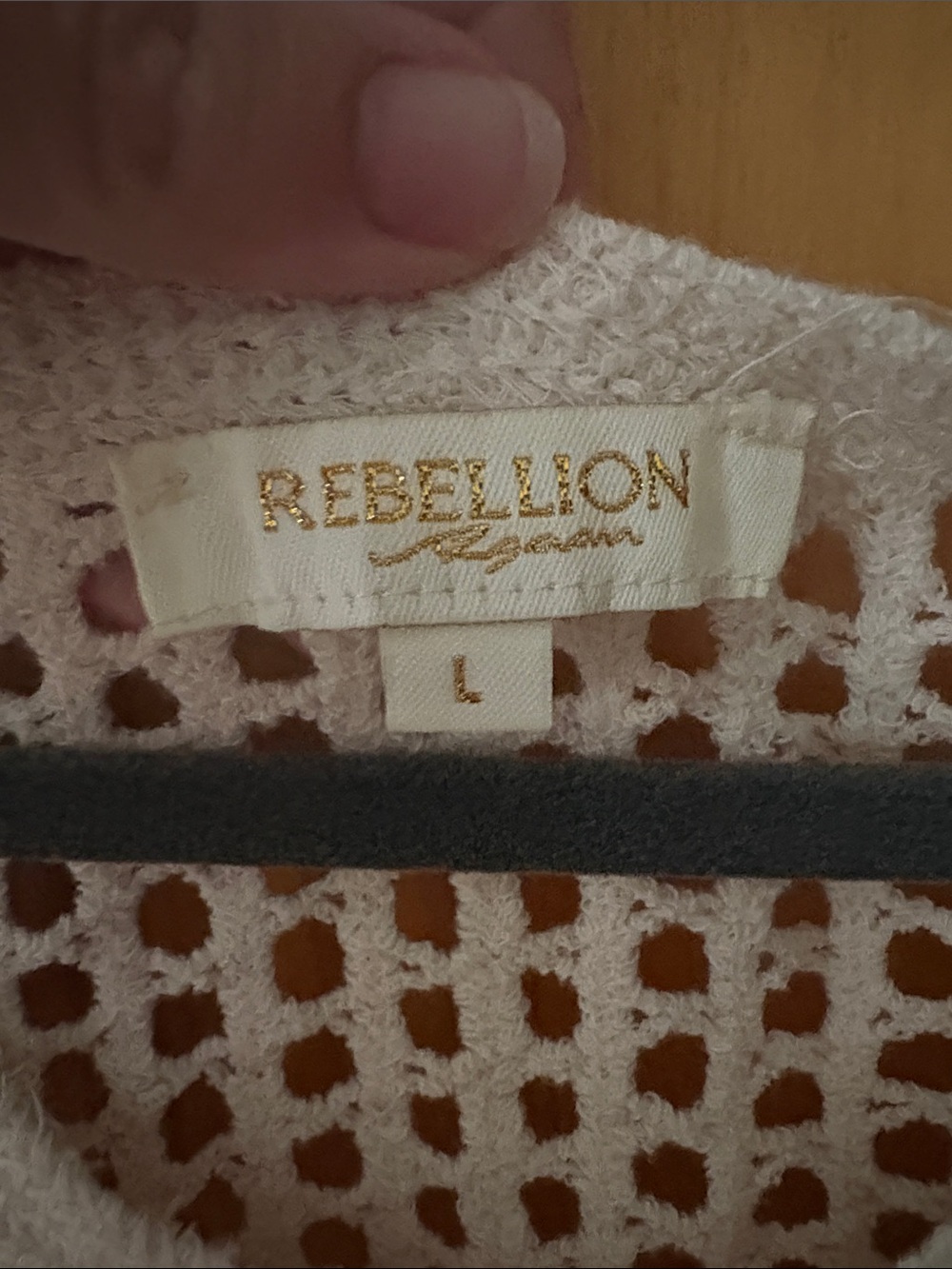 Rebellic White Crochet Open-Knit Long Sleeve Top - Picture 3 of 4